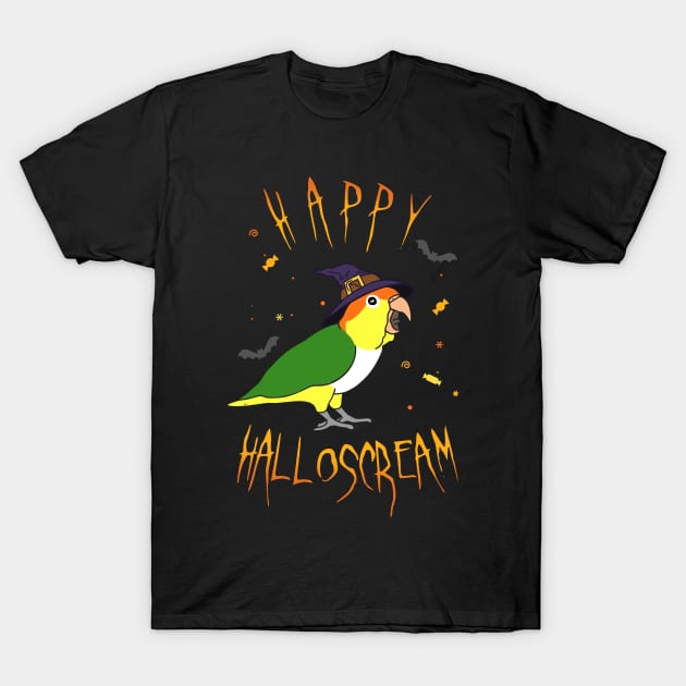 Happy Halloscream White Bellied Caique T-Shirt by FandomizedRose